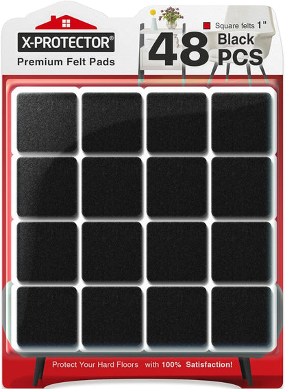 X-Protector Premium Felt Furniture Pads - 20 PCS 6 x 1/2" - Black Rectangular Pads with Tenacious Adhesive - Protects Hardwood, Laminate & Tile Floors