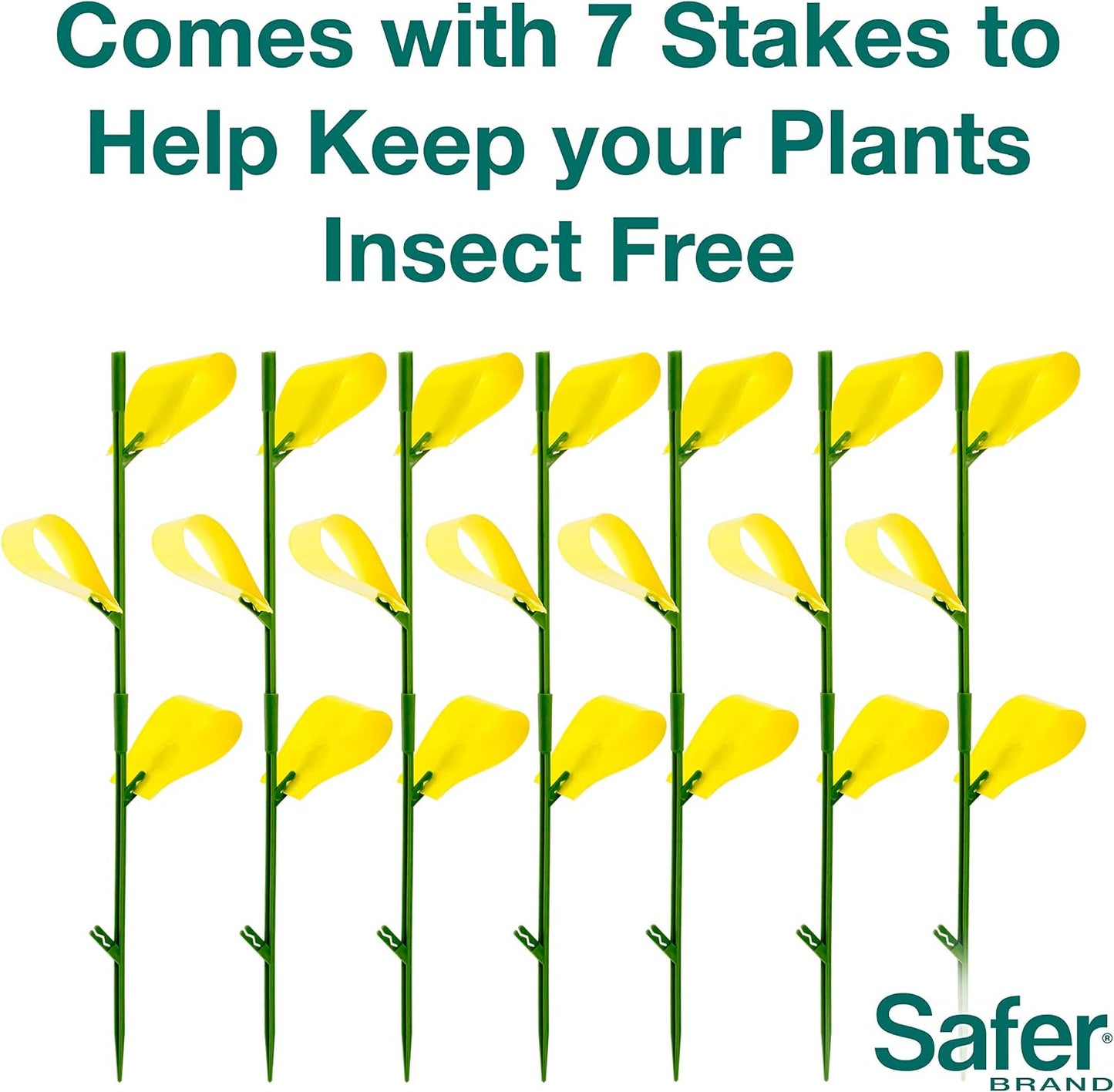 Safer Brand Home SH5026 Houseplant Sticky Stake Insect Traps for Indoor Plants - 16 Traps Included - Controls Aphids, Whiteflies, Fruit Flies, Fungus Gnats, and Other Insects