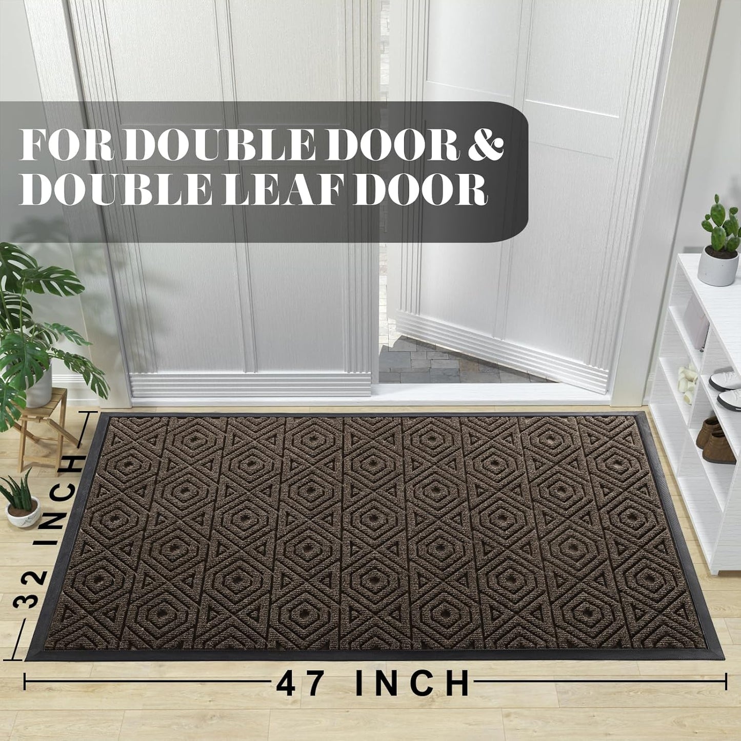 Yimobra Front Door Mat Outside Entrance 29.5x17, Waterproof Heavy Duty Outdoor Mats for Front Door, Non Slip Rubber Entry Mat for Garage Patio Indoor, Grey