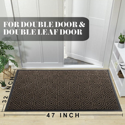 Yimobra Front Door Mat Outside Entrance 29.5x17, Waterproof Heavy Duty Outdoor Mats for Front Door, Non Slip Rubber Entry Mat for Garage Patio Indoor, Grey