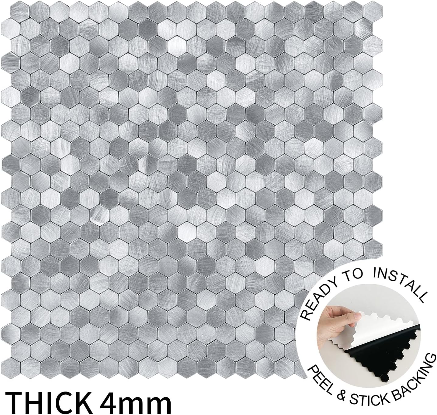 Peel and Stick Subway Backsplash Tiles, 5 Pack, 12 x 12 in, Almond | extra thick 3D wall panels, heat and water resistant wall panels, easy DIY kitchen, bathroom, laundry, fireplace wall décor