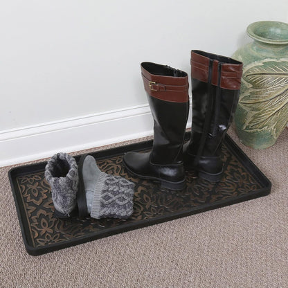 2 Packs Rubber Shoe Tray Wet Shoe Tray,Tray Wet Shoe Tray for Entryway Rubber Doormat Boot Tray,Snow Boot Pad Water Resistant Shoe Tray,Waterproof for All Weather Indoor Outdoor Use (2PCS)