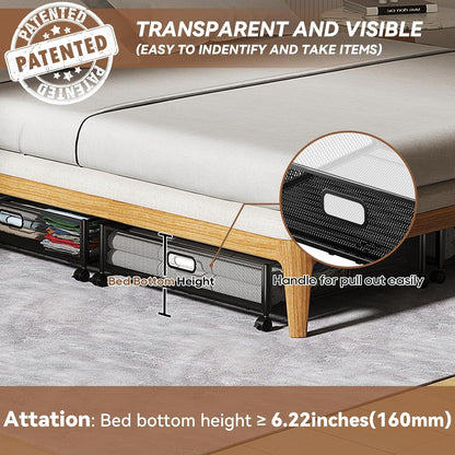 Under Bed Storage, Under the Bed Storage Containers with Wheels, Under Bed Shoe Storage Organizer Drawer for Bedroom Clothes Shoes Blankets -2Pack