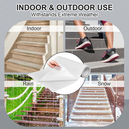 Watersay 8 Inch x 20 ft Anti Slip Traction Tape Waterproof Clear Non Skid Tape Durable Grip and Friction Stair Non Slip Strips Abrasive Adhesive for Stairs Steps Ramp Outdoor Indoor