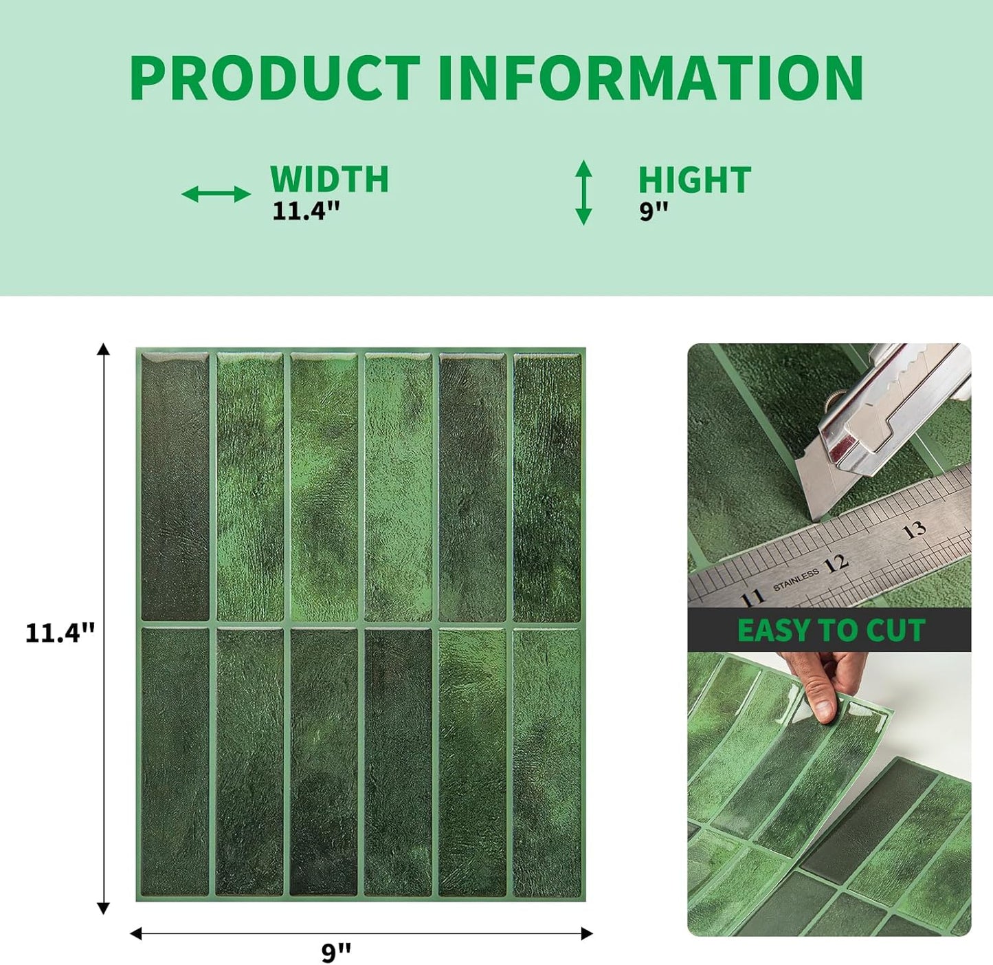 LONGKING Marble Peel and Stick Backsplash for Kitchen, 3D Adhesive Tile Backsplash for Kitchen, Bathroom, Wall Tile, 10 Sheets, 12" x 12"