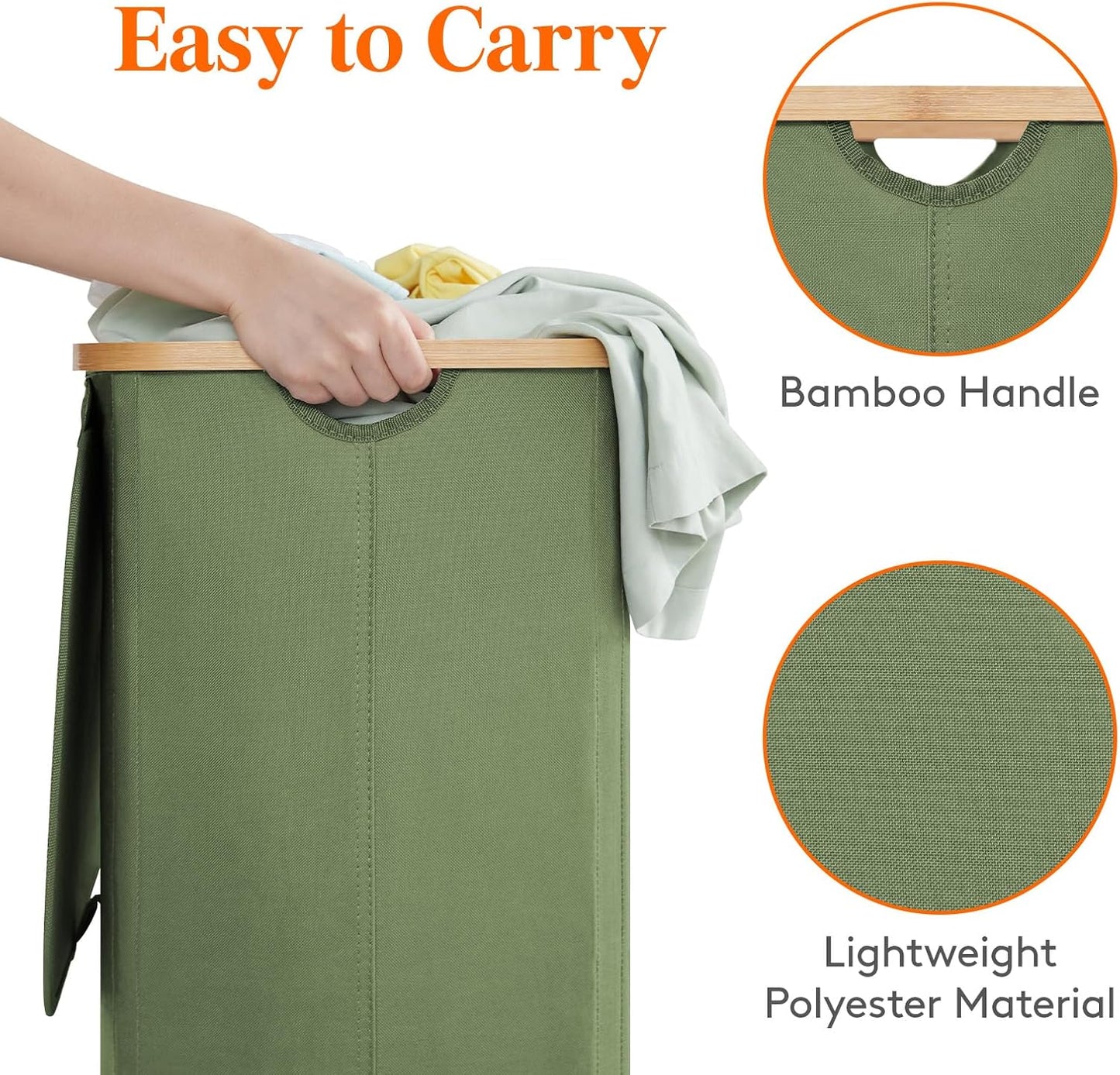 Lifewit 120L Laundry Basket with Lid, Clothes Hampers for Laundry with Bamboo Handles and 2 Removable Bag, Large Foldable Laundry Hamper for Bedroom, Bathroom, Dorm, Laundry Room, Beige