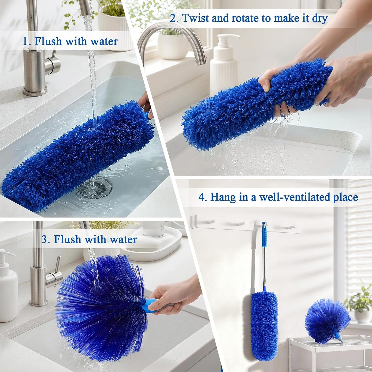 DELUX Microfiber Feather Duster Extendable Duster with 100 inches Extra Long Pole, Bendable Head & Long Handle Dusters for Cleaning Ceiling Fan, High Ceiling, Blinds, Furniture & Cars Gray
