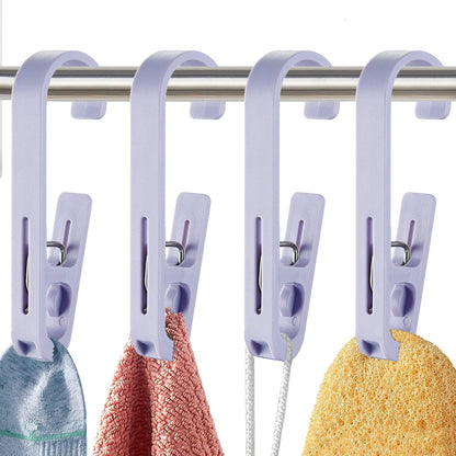 Laundry Hooks with Clips Hanger Closet Organizer Clamps Socks Boot Bras Towels for Bathroom Wardrobe Kitchen Office 4Pcs (White)