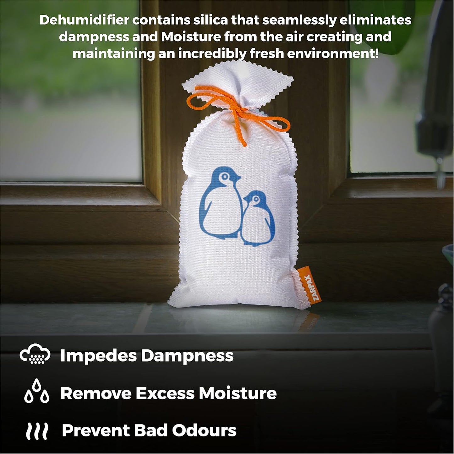 ZARPAX Household Mini Moisture Absorbers | 5.5oz SET OF 2 Reusable Dehumidifier Bags | Closet Humidity Absorber | Absorbs Moisture Damp Bad Odours | Closet Dehumidifier 100% Leakproof