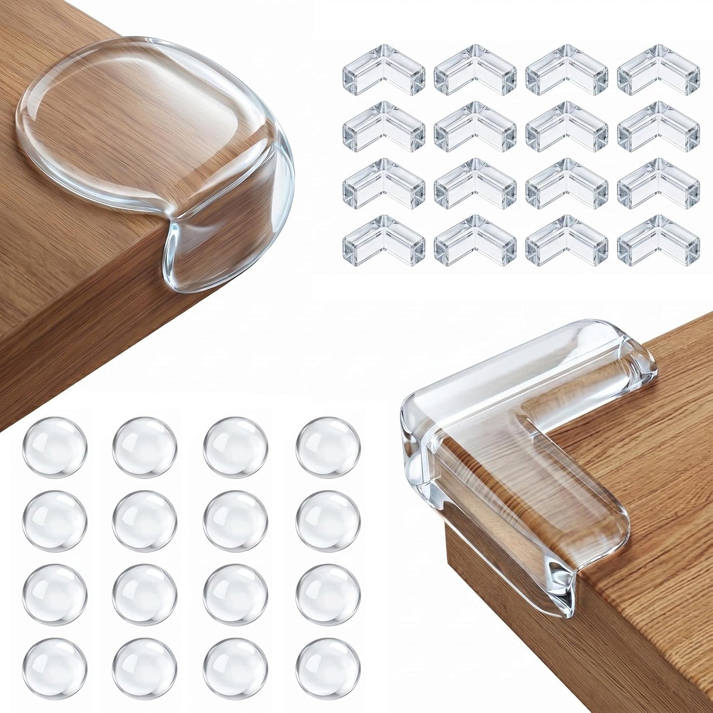 Extra Large & Ultra-Safe Baby Corner Protector Guards - 16-Piece Transparent Table Corner Protectors for Furniture, Super Strong Adhesive, Easy to Install Child Safety Set (Transparent, L-Shaped)