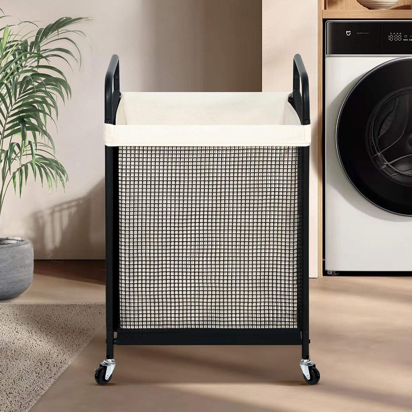 STO STO Laundry Hamper 3 Section, 120L Rolling Laundry Sorter Cart with Removable and Washable Liner Bag, Clothes Hamper with Wheels and Metal Handle for Laundry Room and Bedroom
