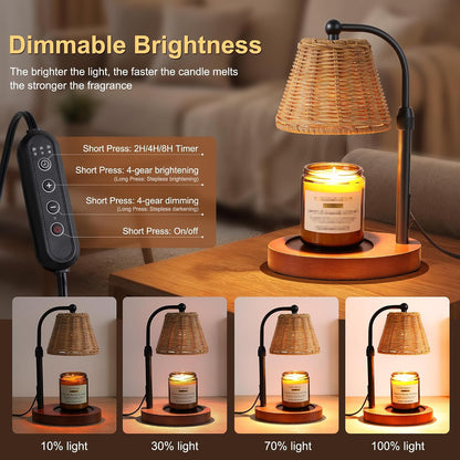 Candle Warmer Lamp with Timer Dimmer, Crystal Candle Lamp Birthday Gifts for Women, Mom, House Warming Gifts Wax Melt Warmer for Jar Candles with 2 Bulbs, Gold