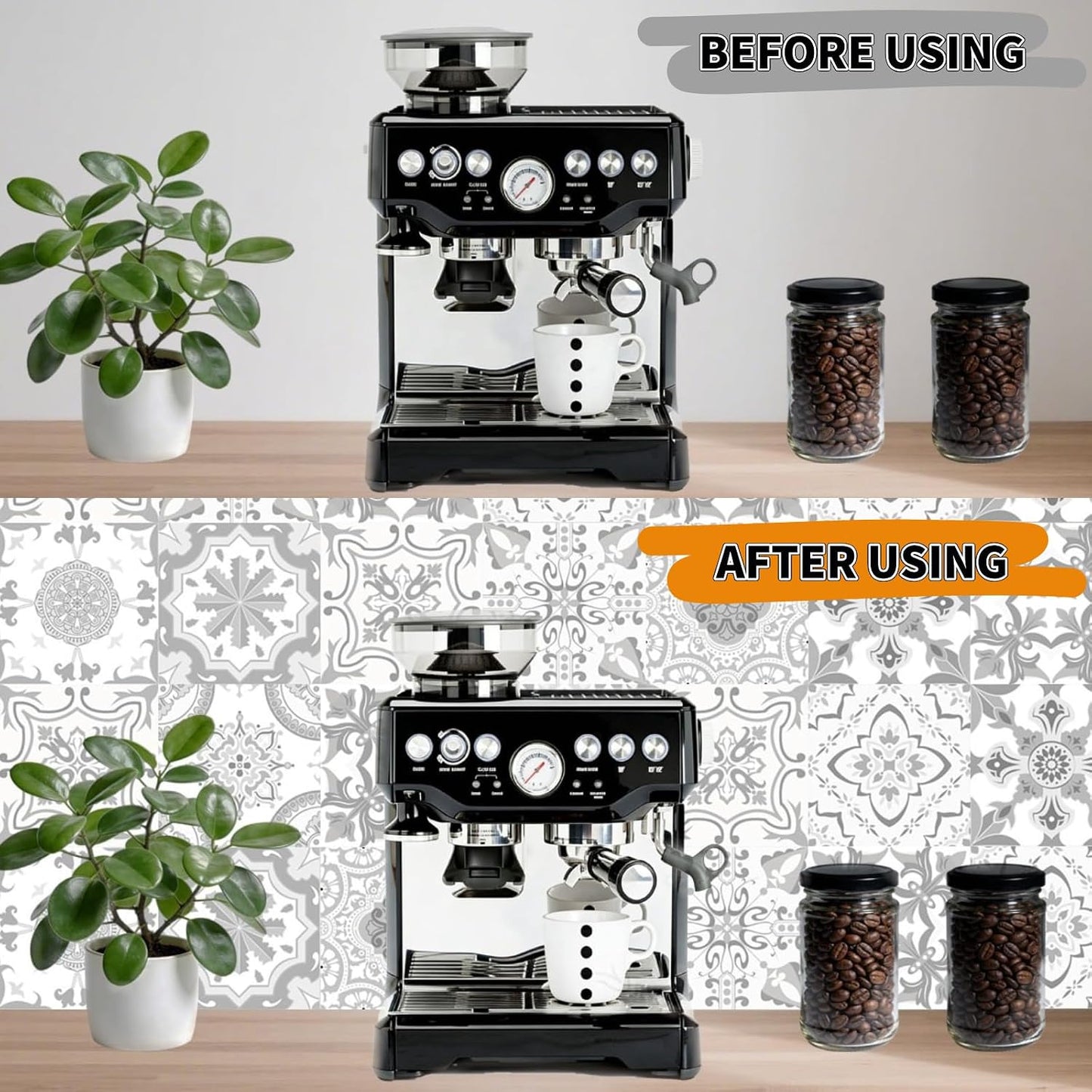PVC Peel and Stick Tile Stickers 24Pcs Waterproof Removable Backsplash Wall Decals Self-Adhesive Subway Stickers for Kitchen Bathroom RV Instant DIY Upgrade Sticker (Style D, 3.94 x 3.94 Inch)