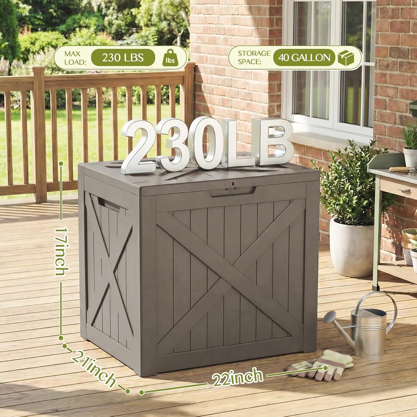 Waterproof Outdoor Storage Box Outside Deck Box Lockable Resin Bench UV Resistant Furniture Cushion Pool Tool Float Bin Patio Garden Porch (Black, 120 Gallon)