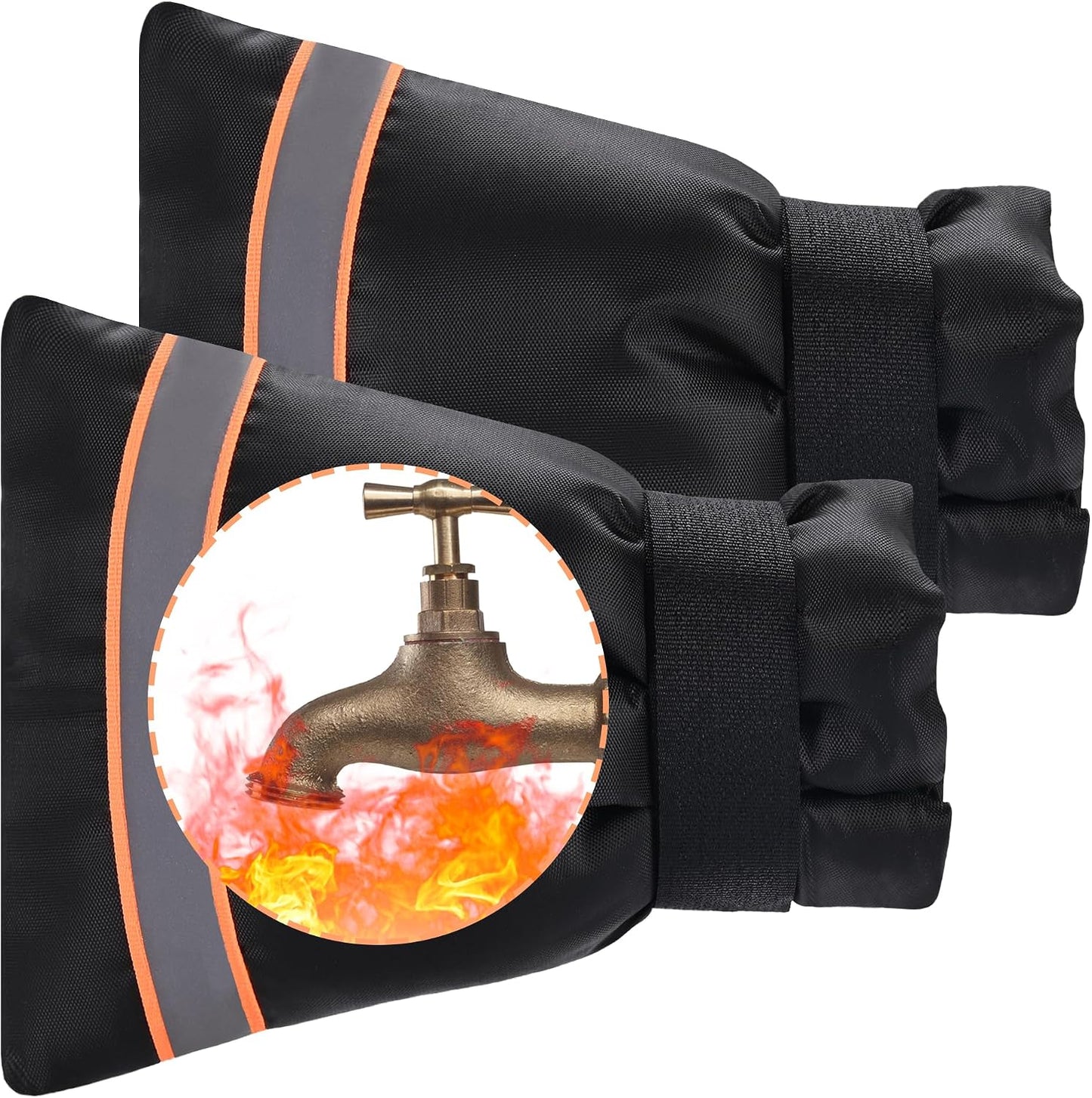 Outdoor Faucet Cover, Thicken Outdoor Faucet Covers for Winter Freeze Protection 5.9" W x 7.1" H Orange Reflective Strip, Outside Faucet Socks Reusable Waterproof Insulated Wrap Spigot Cover, 4 Pack