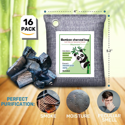 Activated Charcoal Odor Absorber, Natural Shoe Deodorizer Insert, Sneaker Odor Eliminator and Moisture Absorbers. 6 Pack Bamboo Charcoal Air Purifying Bags Shoe Smell Remover