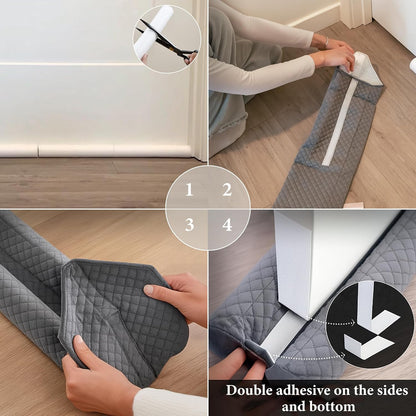 Ciieyuo Premium Velvet Under Door Draft Stopper, 30'' to 36'' Adjustable Gap Filler, Double-Sided Windproof Seal, Easy Install to Block Noise, Cold Air, Light, Dust, and Drafts
