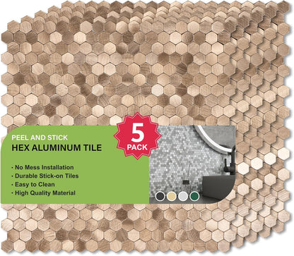 Peel and Stick Subway Backsplash Tiles, 5 Pack, 12 x 12 in, Almond | extra thick 3D wall panels, heat and water resistant wall panels, easy DIY kitchen, bathroom, laundry, fireplace wall décor