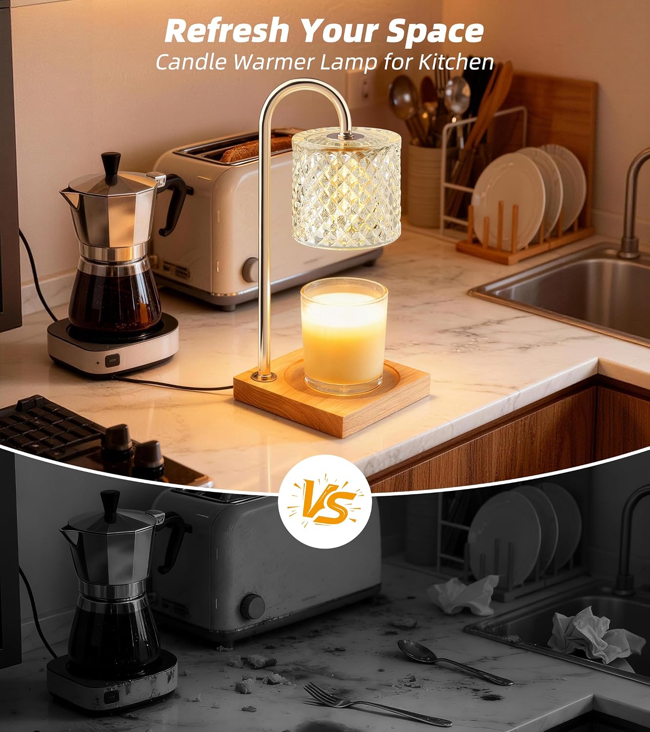 TigQiang Candle Warmer Lamp with Timer Dimmer, Birthday Gifts for Women Mom, House Warming Gifts, Elegant New Home Decor, Wax Warmer for Jar Candles, Heater Lamp for Scented Wax, Clear Glass