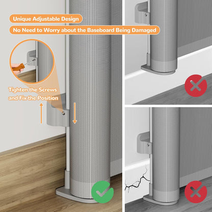 Retractable Baby Gate for Stairs & Doorways, 34" Tall Extends to 55" Wide, Mesh Baby & Pet Gate with Anti-Crawling Hook, Safety Gate for Toddlers, Doorways, Hallways, Indoor, Black
