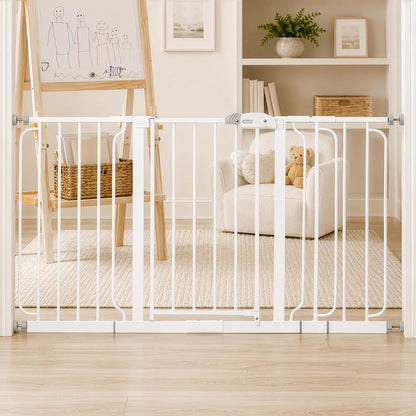 Regalo Safety 29-38.5" Baby Gate for Doorways & Bottom of Stairs, Pressure Mounted Baby Gate with Door for Babies, Toddlers & Pets, Tested & Safe for 30 Years, American Designed, American Owned, White