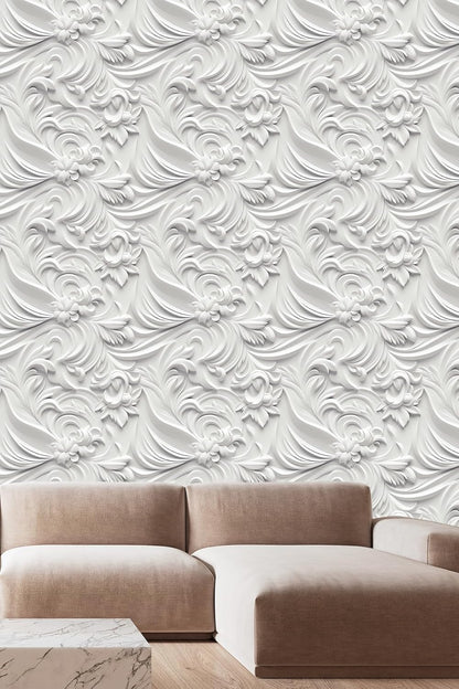Floral Peel and Stick Wallpaper 3D Effect Interior Wall Décor Contact Paper Self Adhesive Removable Renter Friendly for Bedroom Living Cabinet Room 17.7in x 9.8ft (Not Textured Wallpaper