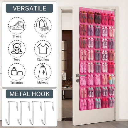 40 Large Mesh Pocket Over the Door Shoe Organizer,Hanging Shoe Rack for Door,Hualleko Shoes Organizer Hanger with Large Capacity, Shoes Storage Holder Sturdy Non-woven Fabric - Stores 20 Pairs (White)