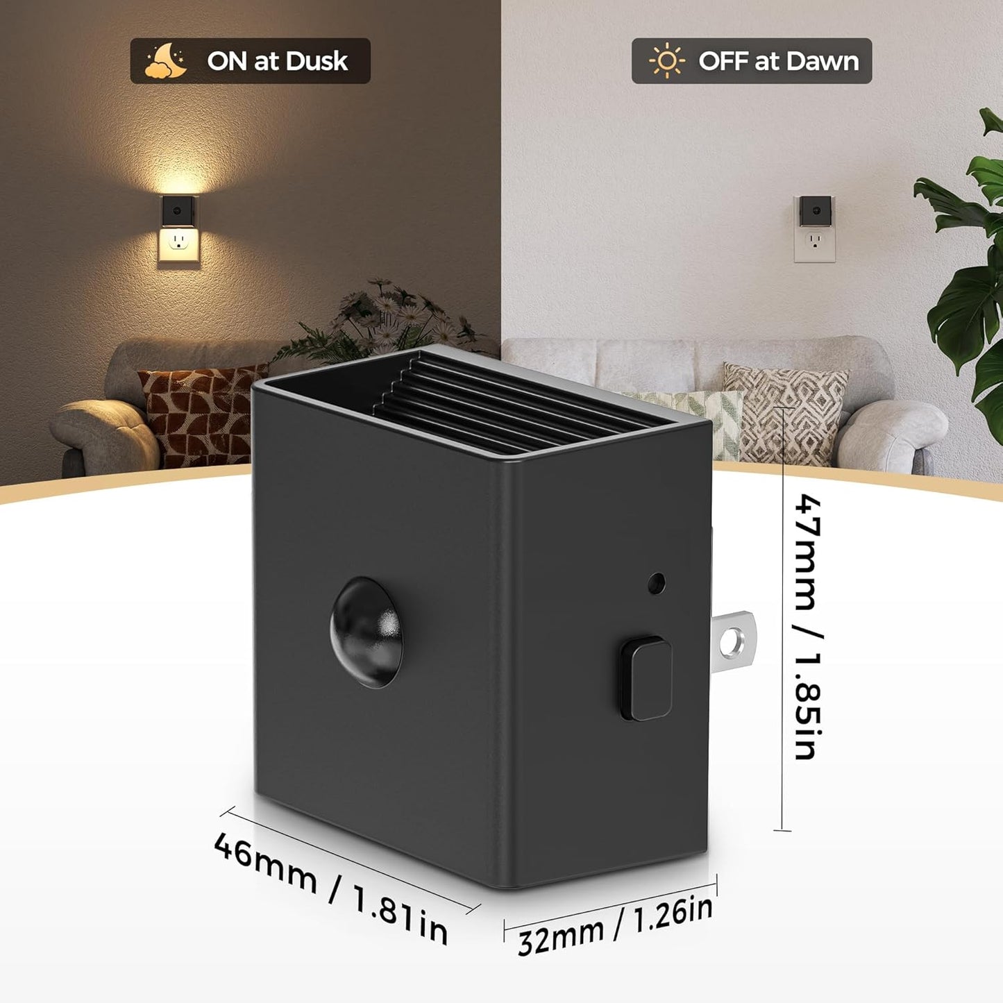 DORESshop LED Motion Sensor Night Light [2 Pack], Plug in Night Light, Dusk to Dawn Night Light Motion Sensor, 3 Level Brightness Adjustable Night Lights for Adults, Bedroom, Bathroom, Hallway, 3000K