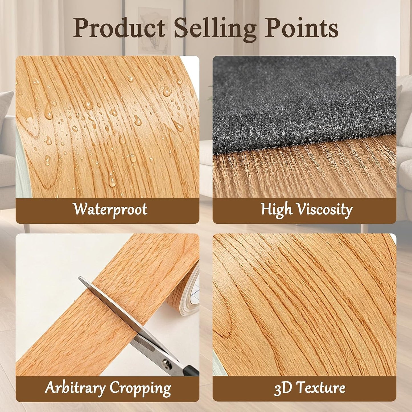 GSCIT Club Wood Grain Repair Tape, 2.4 inch X 15ft Self Adhesive Maple Grain Repair Patch for Tables, Chairs, Baseboards, Doors, Windows, Floors, Handicraft DIY. - Colors A