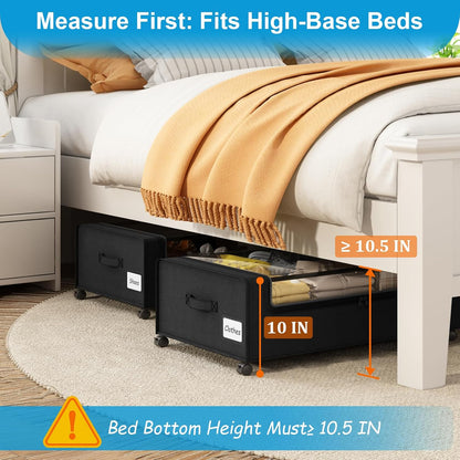 Webetop Under Bed Storage Containers with Wheels,12 inch Under the Bed Storage Bins with Clear Lid for Underneath Small Spaces Dorms, Blankets (2 Pack, 30.7"x17.3"x12")