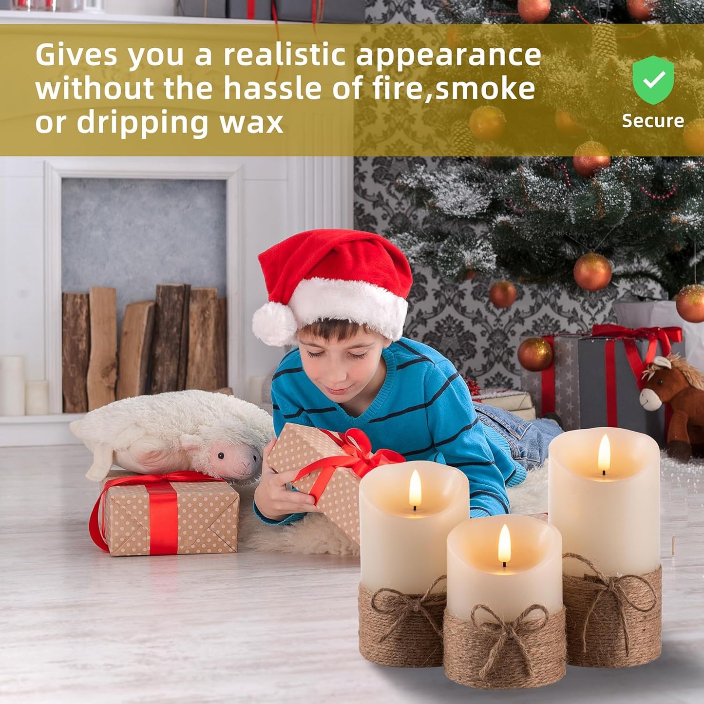 AKU TONPA Flameless Candles Battery Operated Pillar Real Wax Flickering Electric LED Candle Gift Sets with Remote Control Cycling 24 Hours Timer, Pack of 6 (3" D x 4" H, Ivory)