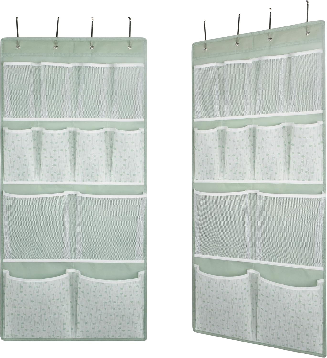 2 Pack- 12 Pocket Over Door Hanging Storage Organizer with 4 Kinds Pouch,Back of Closet Hanging Shelf Storage Organization for Sock,Hat,Underwear,Behind Door Caddy in Bedroom,Bathroom,Entrance,Dorm,RV