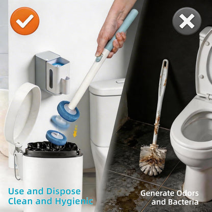 RV Toilet Brush, RV Accessories, Wall Mount Toilet Brush, 64 Toilet Refills | Hands Free Toilet Brush, One-Button Release, RV Toilet Brush and Holder Set, Compact Design, Camper Bathroom Accessories