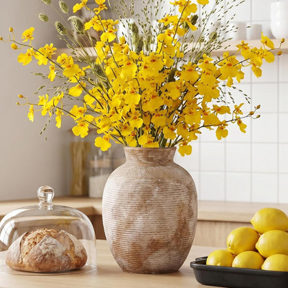 CUCUMI Ceramic Vase Set of 5, Home Decor Farmhouse Décor Handmade Pottery Vases for Pampas Grass, Dried Fresh Flowers, Table, Living Room, Kitchen, Shelf, Entryway Mantel Neutral Tones
