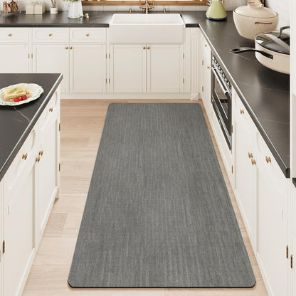 Mecko Bath Mat Rug, Rubber Non-Slip Quick Dry Absorbent Thin Bathroom Rugs Fit Under Door Bathroom Floor Mats-Shower Rug for in Front of Bathtub, Sink, Shower Room(Light Grey,16"x24")
