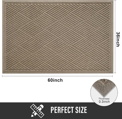 HIYARD Sturdy Front Door Mat, Absorbent Muddy Dirt Resist Welcome Door Mats Outdoor Indoor, Stain and Fade Resistant, Non-Slip Rubber Backing Low Profile Doormat for Entryway, 30×17, Beige