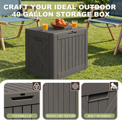 Greesum 31 Gallon Resin Deck Box All Weather Outdoor Storage Boxes for Patio Furniture Set,Outdoor Toys,Garden Tools,Black