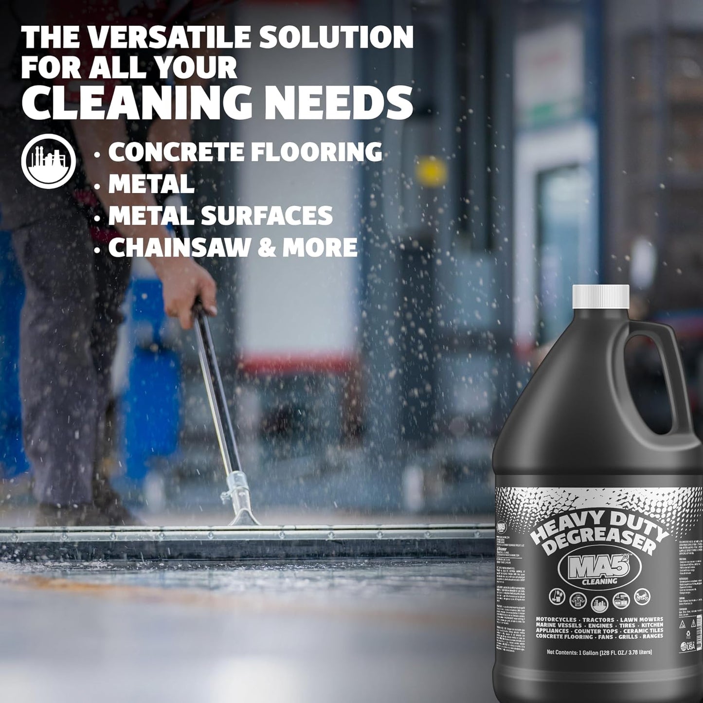 MA5x Heavy Duty Degreaser Cleaner | Indoor and Outdoor Formula | Commercial, Residential, Kitchen, Automotive and Equipment Degreaser and Cleaner | Gallon | Pack of 1