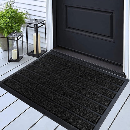 ubdyo Extra Durable Door Mat - Dirt Trapping Outdoor Welcome Mats - Non-Slip Outdoor Indoor Entrance - Low Profile Front Doormat (30" x 17", Bright Brown)