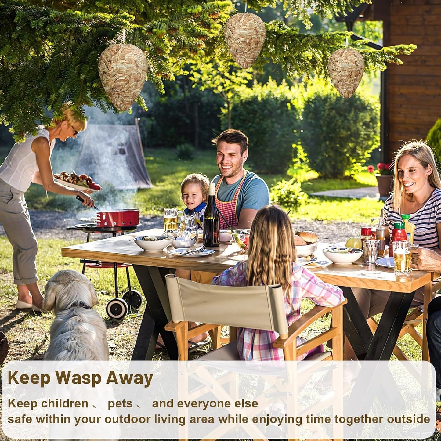 DECYOOL 6 Pack Wasp Nest Decoy Hanging Wasp for Wasps Hornets Yellow Jackets Outdoor Waterproof Material (Dark Brown)