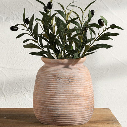 Ceramic Flower Vase, Small Rustic Farmhouse Vases Home Decor, Short Pottery Decorative Pampas Vase for Table Living Room Entryway Mantel Bookshelf Bedroom Bathroom Kitchen - 6" W