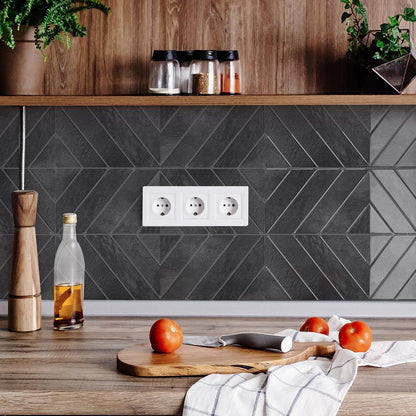 STICKGOO 10 Sheets Thicker Herringbone Peel and Stick Backsplash, 12.6”×9.7” Stick on Wall Tiles, Self Adhesive Tile Sticker for Kitchen Backsplash and Bathroom, White with Grey Grout