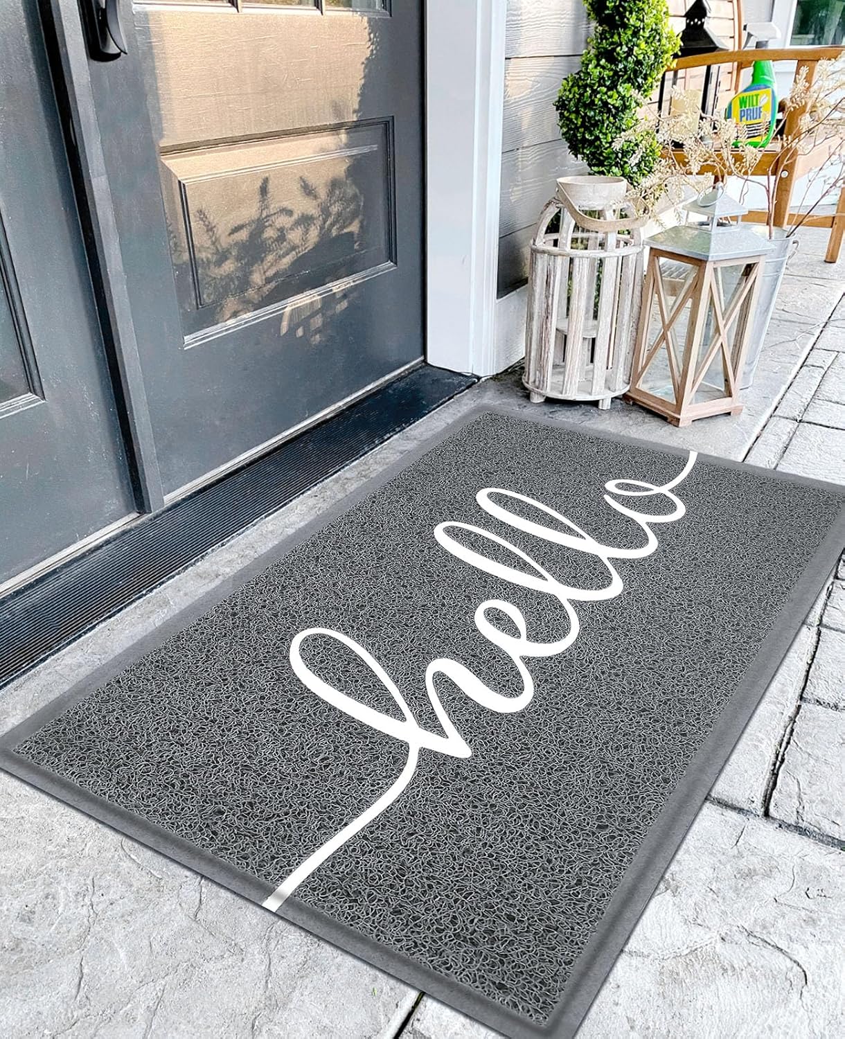 EARTHALL Door Mat Outside Inside Home Doormat, 30"x17.5", Durable Floor Mat Non Slip Mat Ultra Absorb Mud Easy Clean Front Doormat for Garage, Entryway, Patio, High Traffic Areas, Black