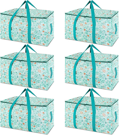 BALEINE 6-Pack Oversized Moving Bags with Reinforced Handles, Heavy-Duty Storage Tote for Clothes, Moving Supplies (Clear, 6-Pack)