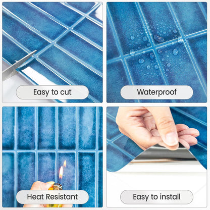 5 Sheets Peel and Stick Backsplash, Self Adhesive Wall Tiles, 3D Adhesive Tile Backsplash, 12"x12"Premium Self Adhesive Wall Tiles Peel and Stickfor Kitchen, Bathroom, RV(Spring Moss)
