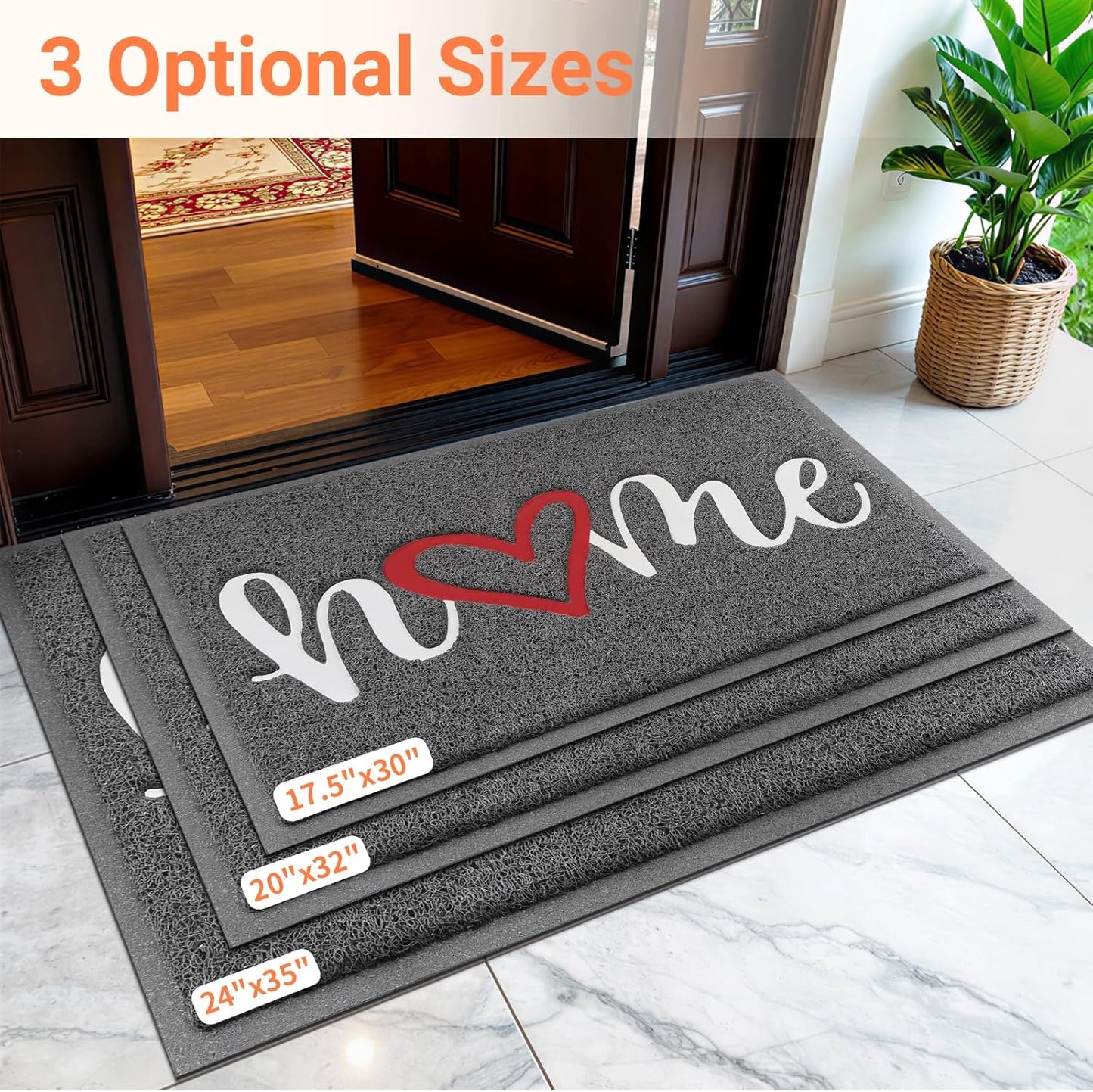 StepLively Door Mat Home Welcome Mats Outdoor and Indoor, Heavy-Duty Low-Profile Non-Slip Front Welcome Mat for Home Entrance, Outside Entry, Yard, Floor, Patio (30''x17.5'', Black)
