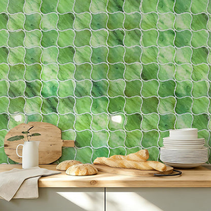 5 Sheets Peel and Stick Backsplash, Self Adhesive Wall Tiles, 3D Adhesive Tile Backsplash, 12"x12"Premium Self Adhesive Wall Tiles Peel and Stickfor Kitchen, Bathroom, RV(Spring Moss)