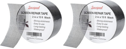 Secopad Black Window Screen Repair Tape, 4 in X 20 FT (240IN) Kit for Windows or Doors, Strong Adhesive Patch Fiberglass Mesh Repair
