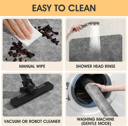 ACCUMTEK Non Slip Bath Mat, Thin Bathroom Rugs Fit Under Door, Quick Dry Bath Mats, Machine Washable Bath Rugs for Bathroom, Bathtub & Kitchen, Grey/Bordered/24 x17