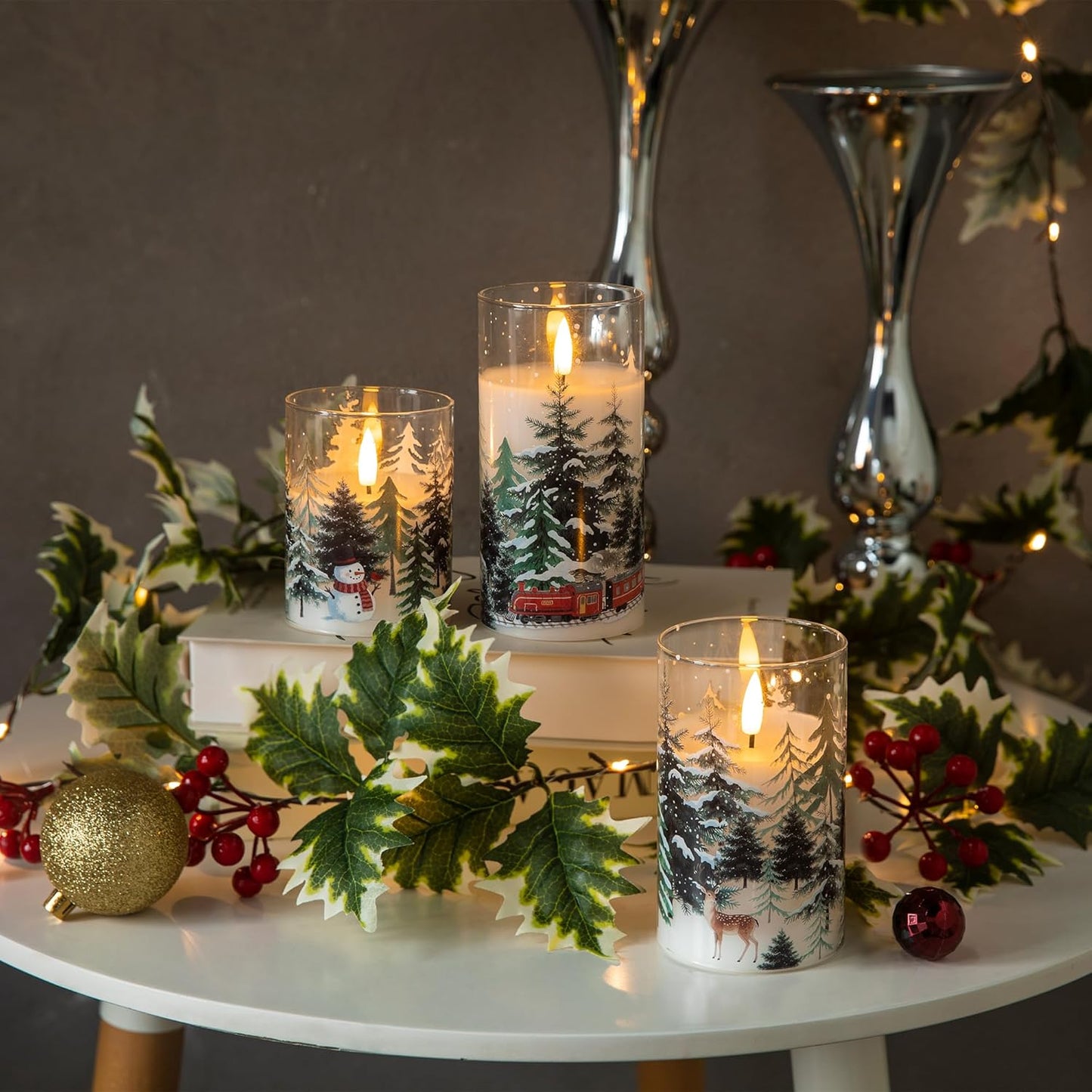 LUSHARBOR Flameless Candles with Remote, 3 Pack Battery Operated Candles Flickering Real Wax LED Fake Pillar Candles with Timer for Wedding Home Party, White